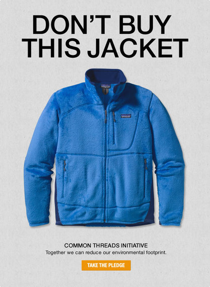 ‘Don’t buy this jacket’ campaign by Patagonia, 2013 conveys the brand sustainability mission.